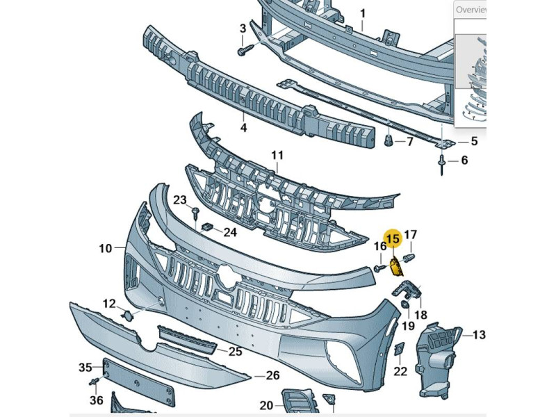 Кріплення переднього бампера праве верхнє VW ID.4 2020- FPS 11G807184A