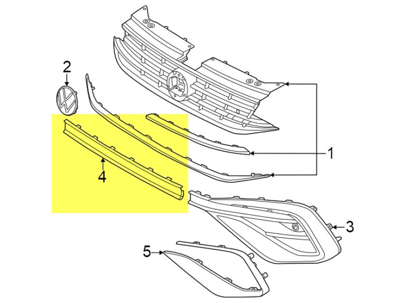 Накладка переднього бампера середня VW Tiguan II 2021-2025 FPS 5NN853665L9B9