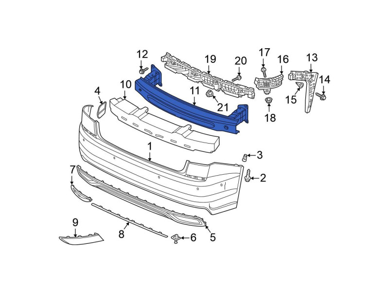 Підсилювач заднього бампера VW Passat B8 2019-2023 USA NMS II FPS 561807305A