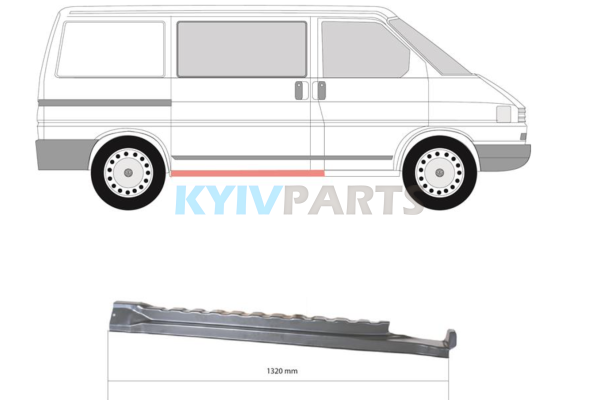 Направляюча бічної двері права нижня VW Transporter T4 90-03 (Klokkerholm)