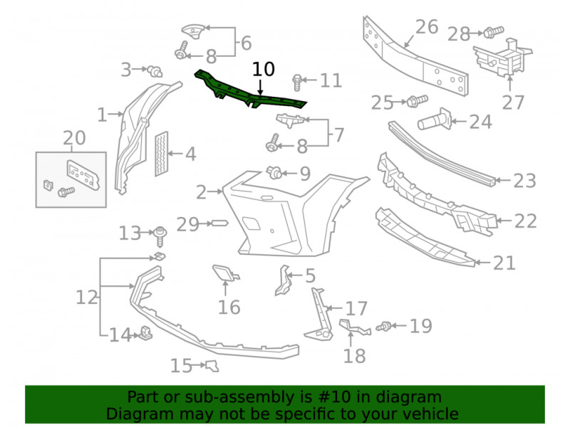Кріплення переднього бампера верхнє середнє Lexus UX 2018- FPS 5252176010