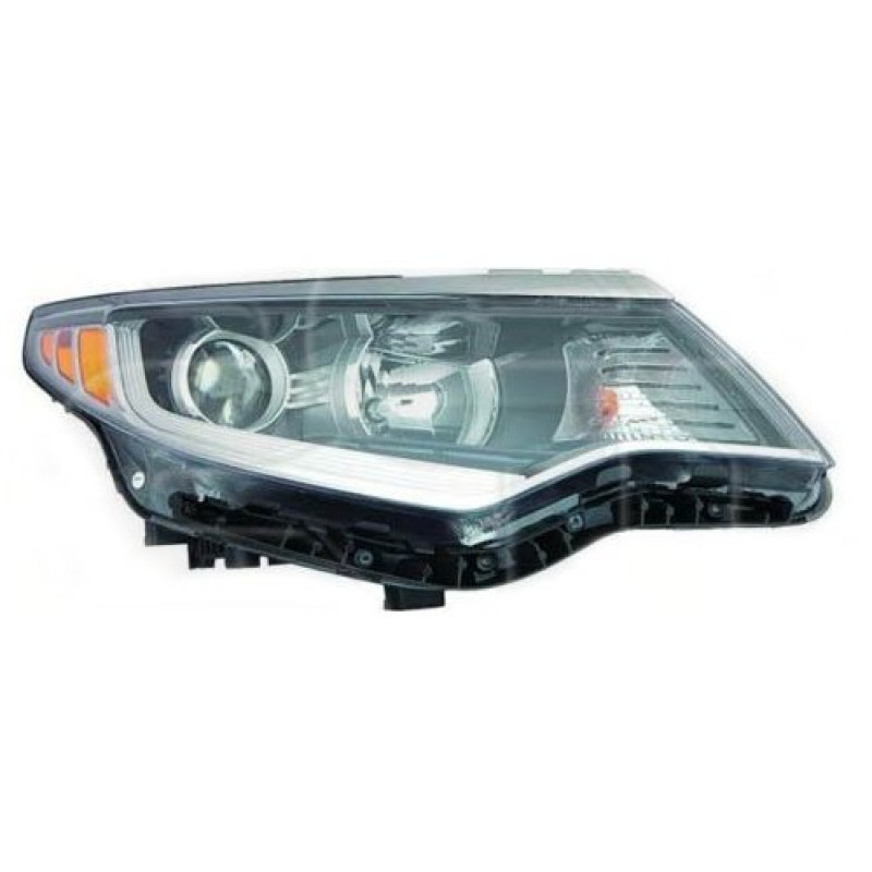 Фара передня права Kia Optima 16-18 (Китай) механічна, LED, жовта вставка