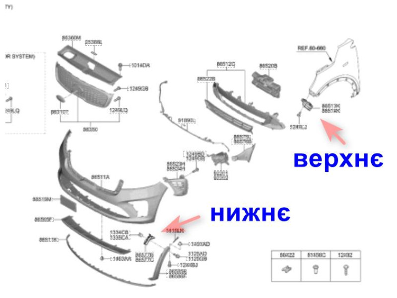 Кріплення переднього бампера ліве верхнє Kia Sorento 2015-2020 FPS 86513C6000