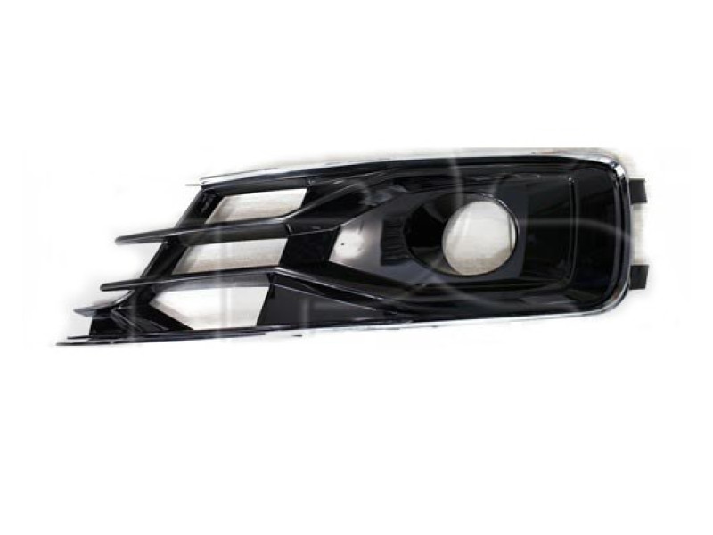 Решітка в бампер ліва Audi A6 C7 15-18 (Китай) з отвором, чорний глянець, хром молдинг