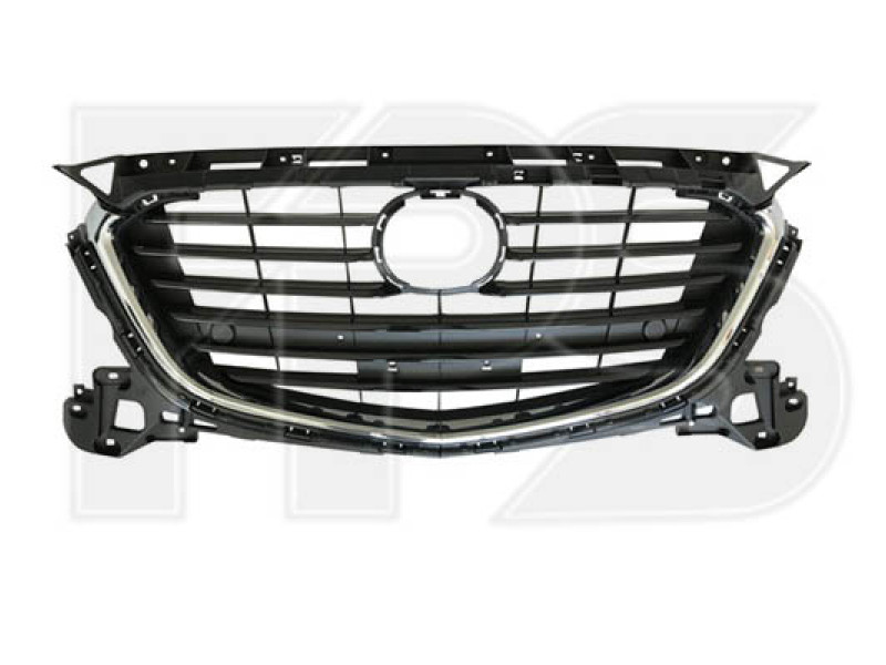 Решітка радіатора Mazda 3 BM 16-18 хром/чорна, без отв. під п/тронік (FPS)