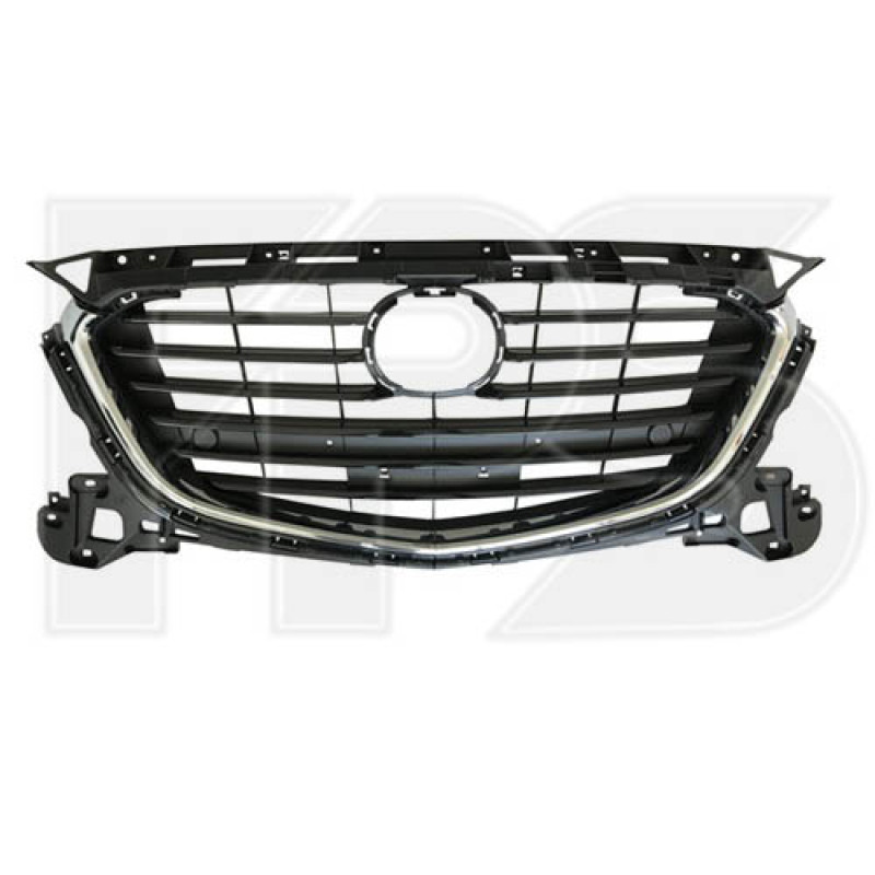 Решітка радіатора Mazda 3 BM 16-18 хром/чорна, без отв. під п/тронік (FPS)