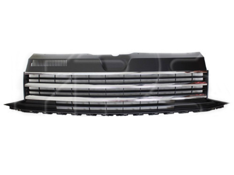 Решітка радіатора VW T6 15- (Тайвань) чорний мат, 3 хром молдинга, без емблеми