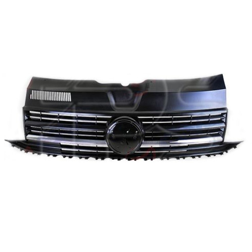 Решітка радіатора VW T6 2015-2019 (Тайвань) чорний мат, один хром молдинг 7E5853651C
