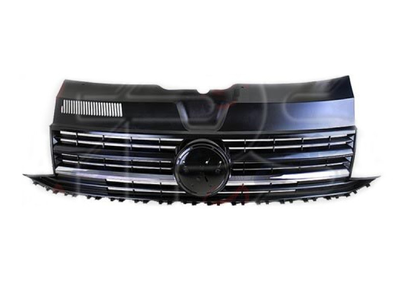 Решітка радіатора VW T6 15- (Тайвань) чорний мат, один хром молдинг 7E5853651C