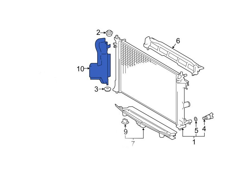 Дефлектор радіатора правий Toyota Highlander 19- (Тайвань) 16593-0P030