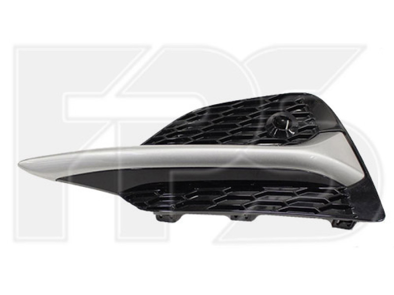 Решітка переднього бампера ліва Nissan Qashqai 17- з сірим молдигом (Тайвань)