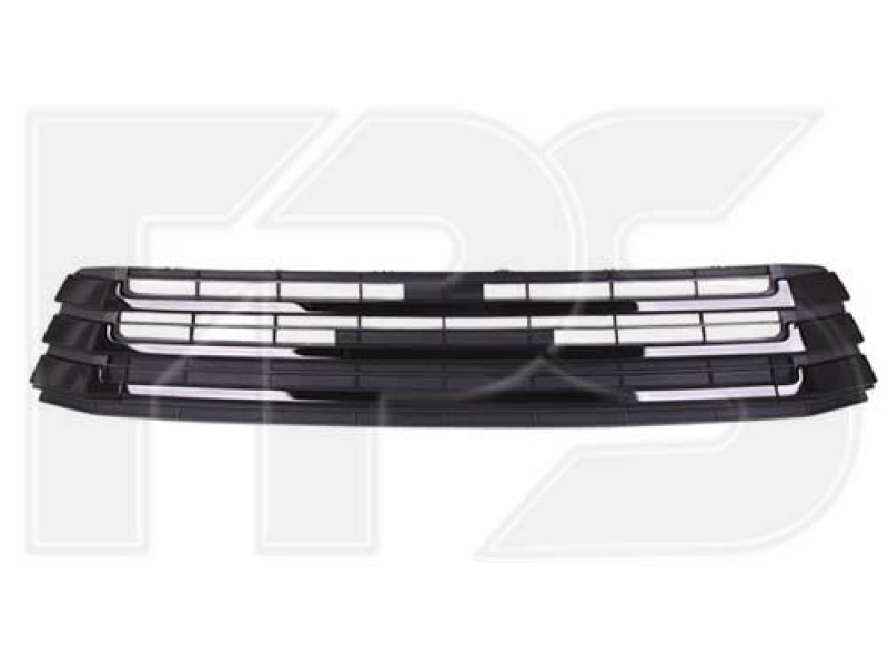 Решітка переднього бампера Toyota Highlander 16-19 (Тайвань) чорна / чорний глянець, без отв. під камеру