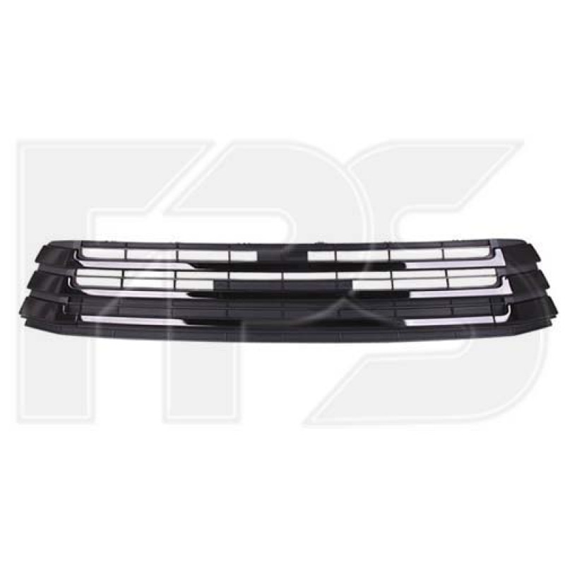 Решітка переднього бампера Toyota Highlander 16-19 (Тайвань) чорна / чорний глянець, без отв. під камеру