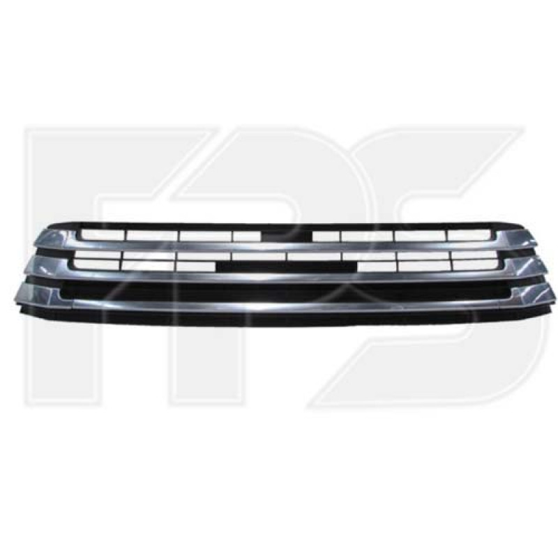 Решітка переднього бампера Toyota Highlander 16-19 (Тайвань) чорна / хром, без отв. під камеру