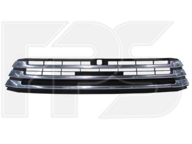 Решітка переднього бампера Toyota Highlander 16-19 (Тайвань) чорна / хром, з отв. під камеру