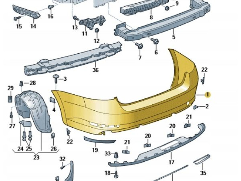 Бампер задній Skoda Superb 2015-2019 FPS 3V5807421