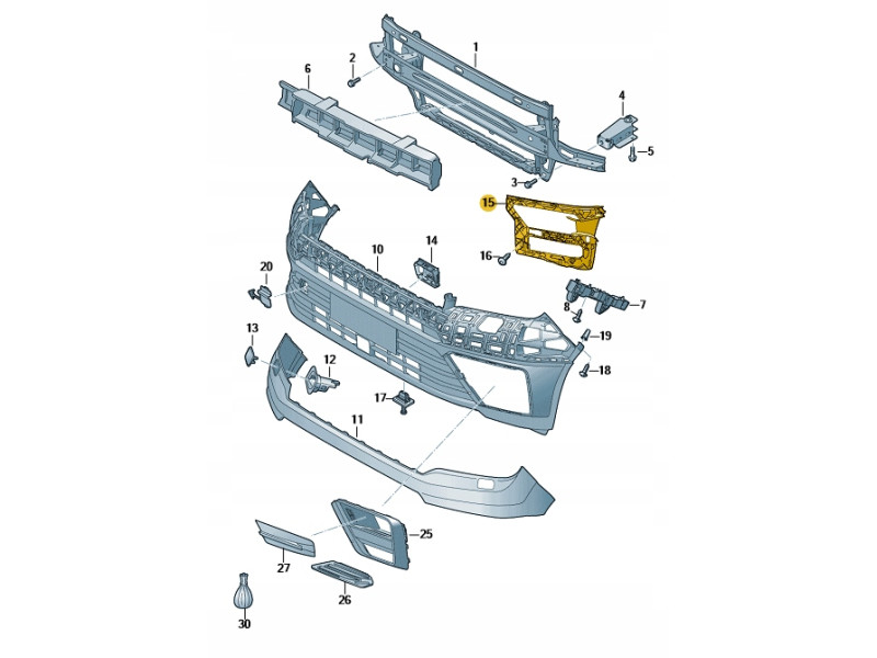 Кріплення переднього бампера праве внутрішнє VW Crafter 2 2016-, MAN TGE 2017- FPS 7C0807723A