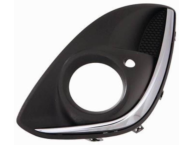 Решітка переднього бампера ліва Opel Corsa D 11-14 (Тайвань) з отв., хром молд. 1400873