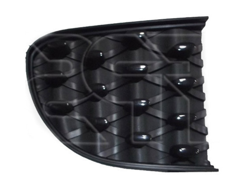 Решітка переднього бампера права Fiat 500 15- (Тайвань) без отв., чорний мат, глянець