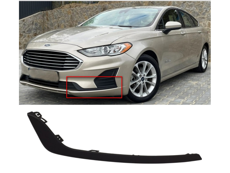 Накладка переднього бампера ліва Ford Fusion/Mondeo 19- (Китай) молдинг чорний текстура KS7Z15266CF 