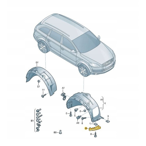 Брисковик підкрилка передній правий Audi Q7 2010-2015 4L0807514D