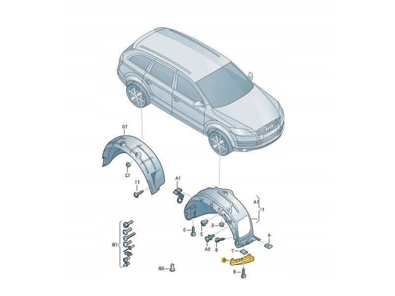 Брисковик підкрилка передній правий Audi Q7 2010-2015 4L0807514D