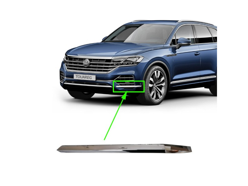 Молдинг переднього бампера лівий хром VW Touareg 3 2019- FPS 7608532532ZZ