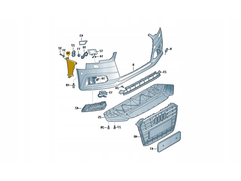 Дефлектор бампера правий Audi A4 B9 S-line 2016-2019 FPS 8W0121764A