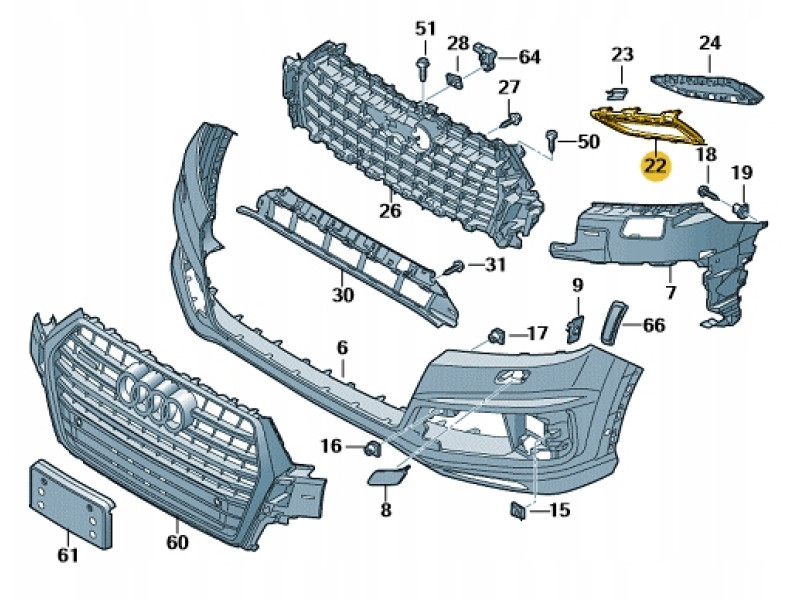 Дфелектор переднього бампера правий Audi Q7 4M S-Line 2015-2020 FPS 4M0807158A