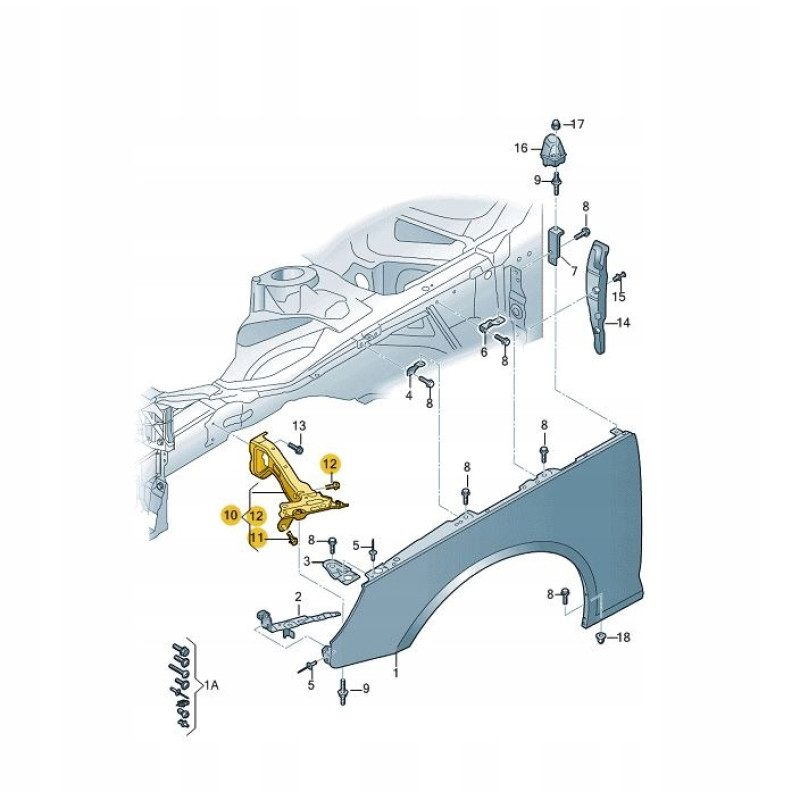 Кріплення крила ліве верхнє Audi A4 B9 2016-2019 8W0821135C