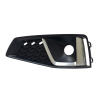 Решітка переднього бампера ліва Audi A4 B9 S-Line 18-20 (Тайвань) з отв., чорна/металік 8W0807681BASQF