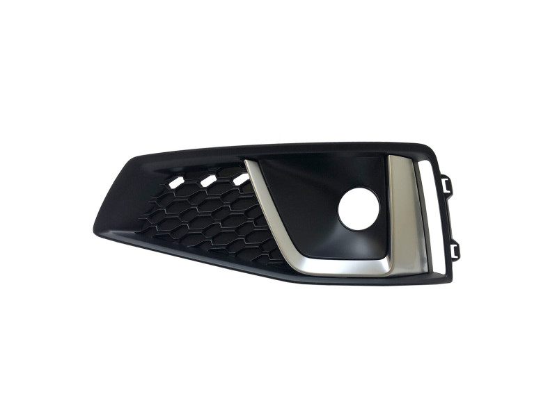 Решітка переднього бампера ліва Audi A4 B9 S-Line 18-20 (Тайвань) з отв., чорна/металік 8W0807681BASQF