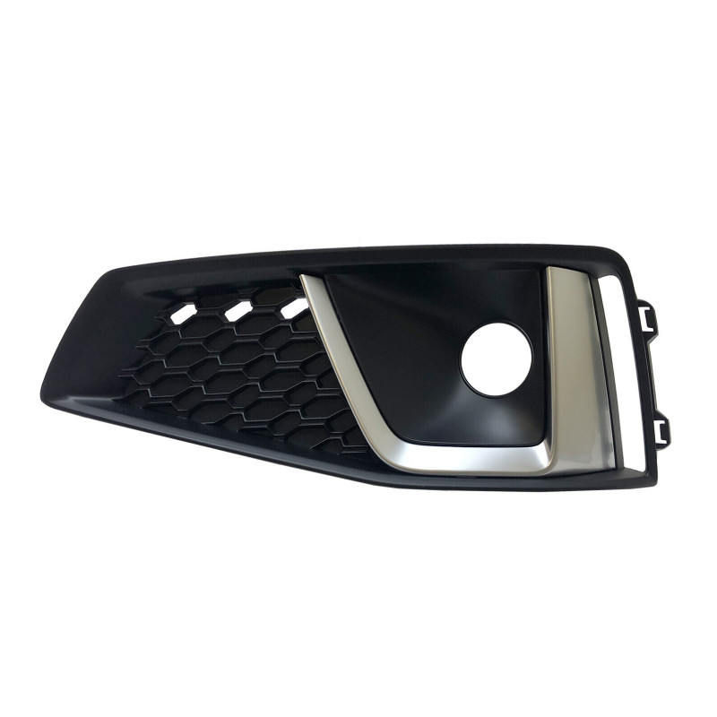 Решітка переднього бампера ліва Audi A4 B9 S-Line 18-20 (Тайвань) з отв., чорна/металік 8W0807681BASQF