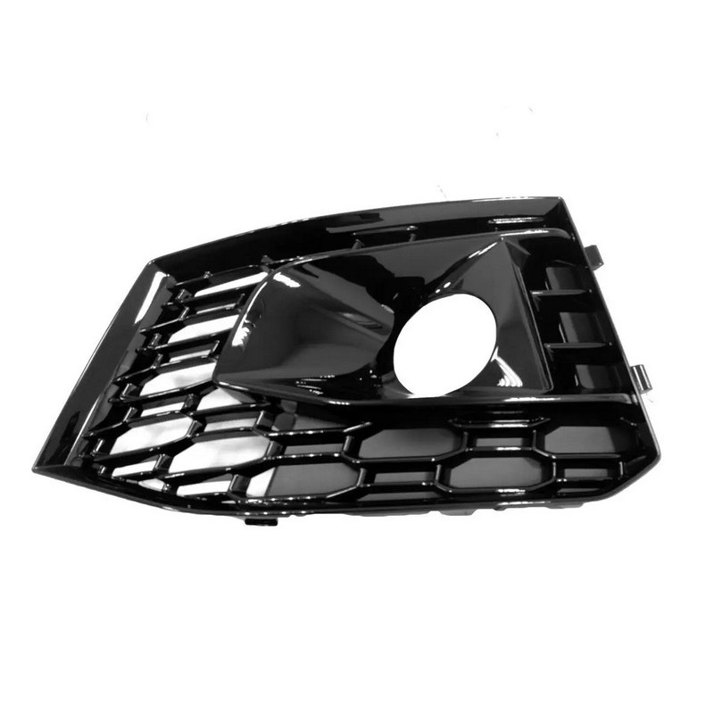 Решітка переднього бампера ліва Audi RS4 B9 16-20 (Тайвань) з отв., чорн. глянець 8W6807681QT94