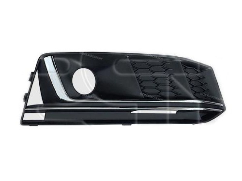 Решітка переднього бампера права Audi A4 B9 S-Line 16-20 (Тайвань) з отв., чорна, хром молд.