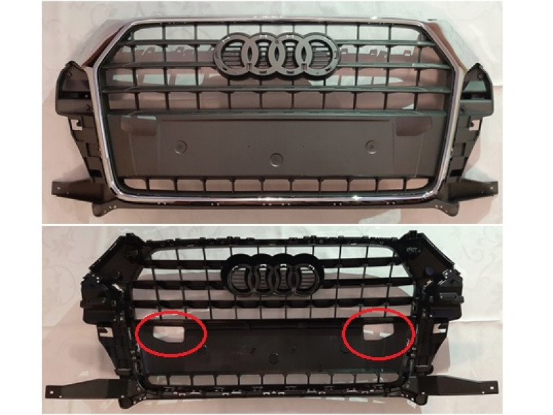 Решітка радіатора Audi Q3 15-18 (Тайвань) з отворами під датчики 8U0853651M
