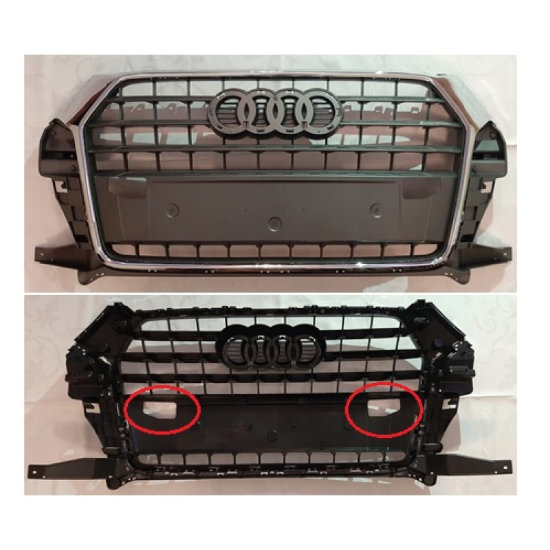 Решітка радіатора Audi Q3 15-18 (Тайвань) з отворами під датчики 8U0853651M