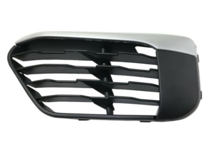 Решітка в бампер ліва BMW X1 F48 15-20 (Тайвань) молдинг сірий металік, без отв. під п/тронік