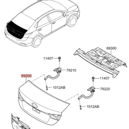 Кришка багажника седан Hyundai Accent V 2018- Китай 69200J0000 