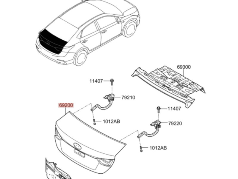 Кришка багажника седан Hyundai Accent V 2018- Китай 69200J0000 