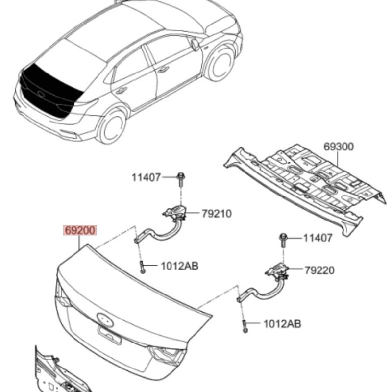 Кришка багажника седан Hyundai Accent V 2018- Китай 69200J0000 