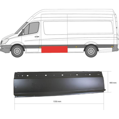 Поріг середній лівий Mercedes Sprinter W906, VW Crafter 1 2006-2018 POTRYKUS 40 см 155 см