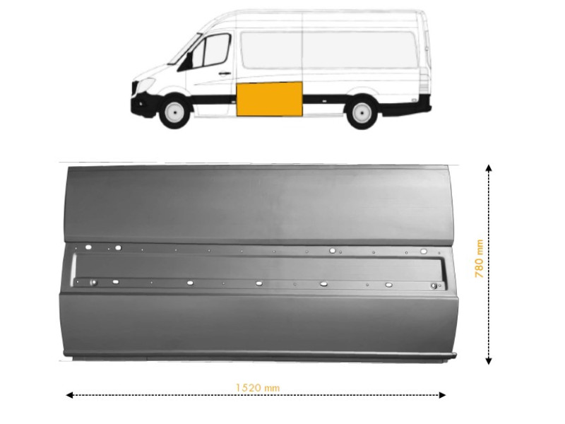 Ремчастина боку середня ліва Mercedes Sprinter W906, VW Crafter 1 06-18 (Польща) 78 см 152 см