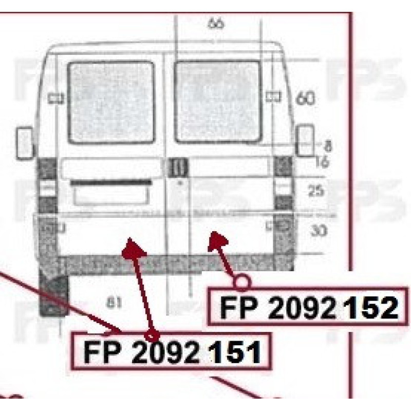 Ремчастина задньої двері права Fiat Ducato, Citroen Jumper, Peugeot Boxer 94-06 (KH) 20 см