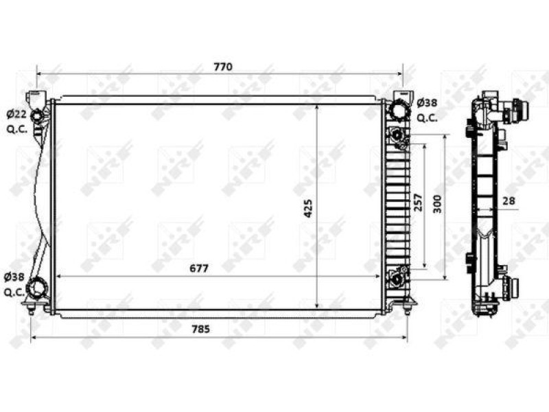 Додатковий радіатор охолодження двигуна Audi A4 B8, A5, A6 C7, Q5, VW Golf 7, Seat Leon (Van Wezel) 4G0145804, 4G0145804A, 4G0145804D