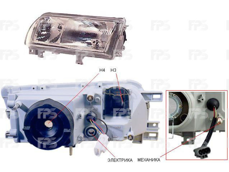 Фара передня права Nissan Primera P10 91-96 (TYC) мех/ел. B601070J20