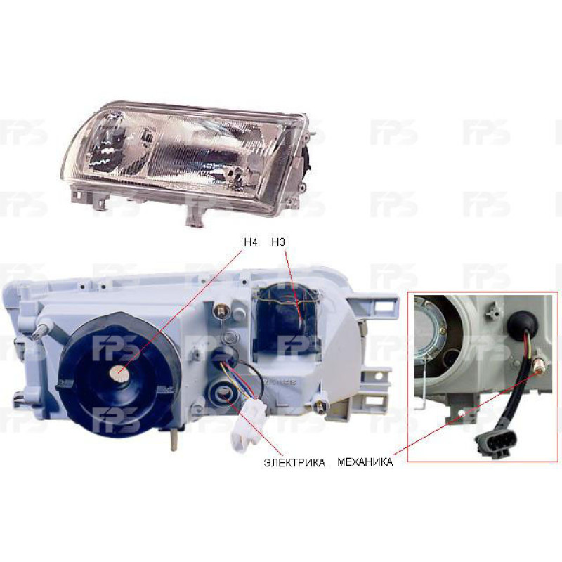 Фара передня права Nissan Primera P10 91-96 (TYC) мех/ел. B601070J20