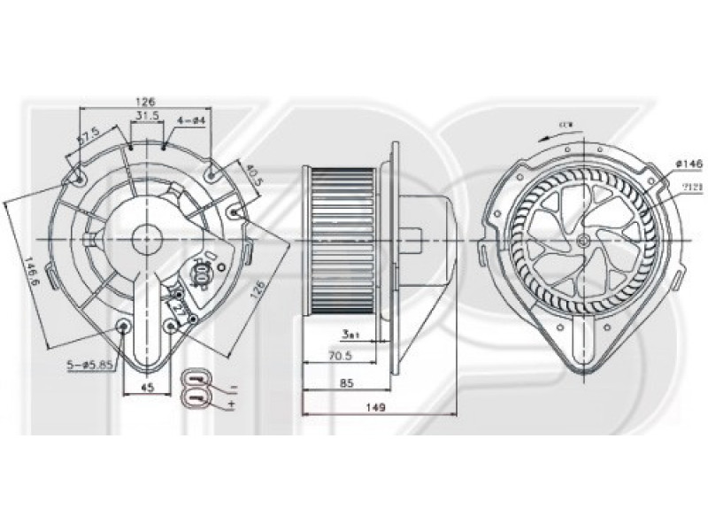 Вентилятор салону Audi 80 B4, Audi A4 B5 - 8A1820021 (FPS)