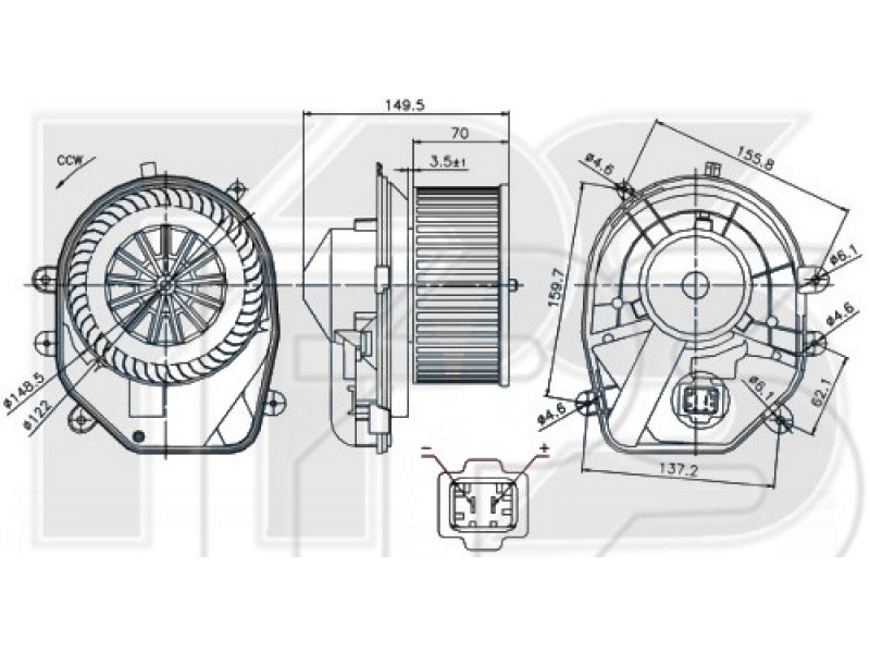 Вентилятор салону VW Passat B5, Skoda Superb 1, Audi A4 B5 - 8D1820021A (FPS)