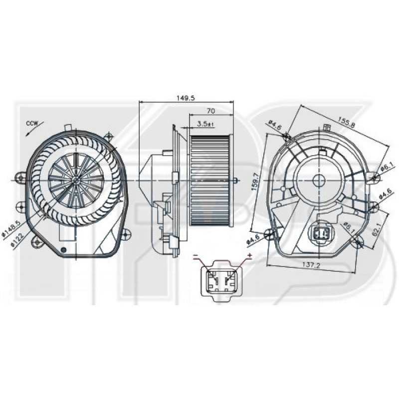 Вентилятор салону VW Passat B5, Skoda Superb 1, Audi A4 B5 - 8D1820021A (FPS)